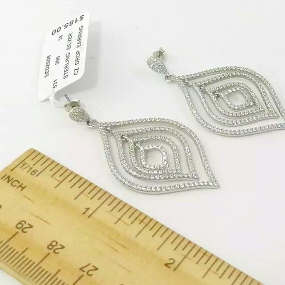 TIARA STERLING SILVER AND CUBIC ZIRCONIA ORBITAL DROP EARRINGS - Picture 4 of 4